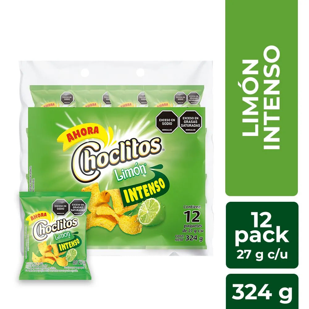 Pasabocas CHOCLITOS Limón x12und 27gr (324 gr)