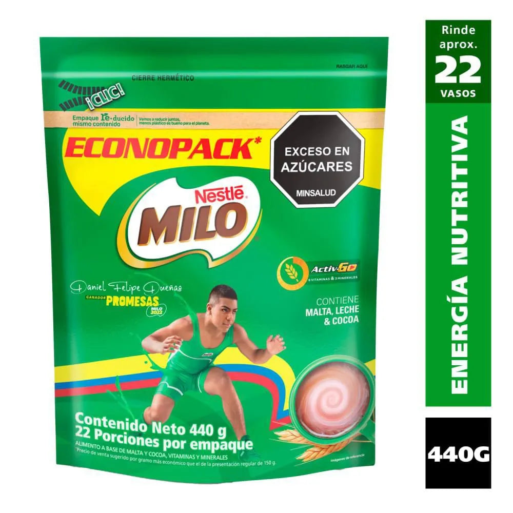 Bebida achocolatada con malta MILO econopack (440 gr)