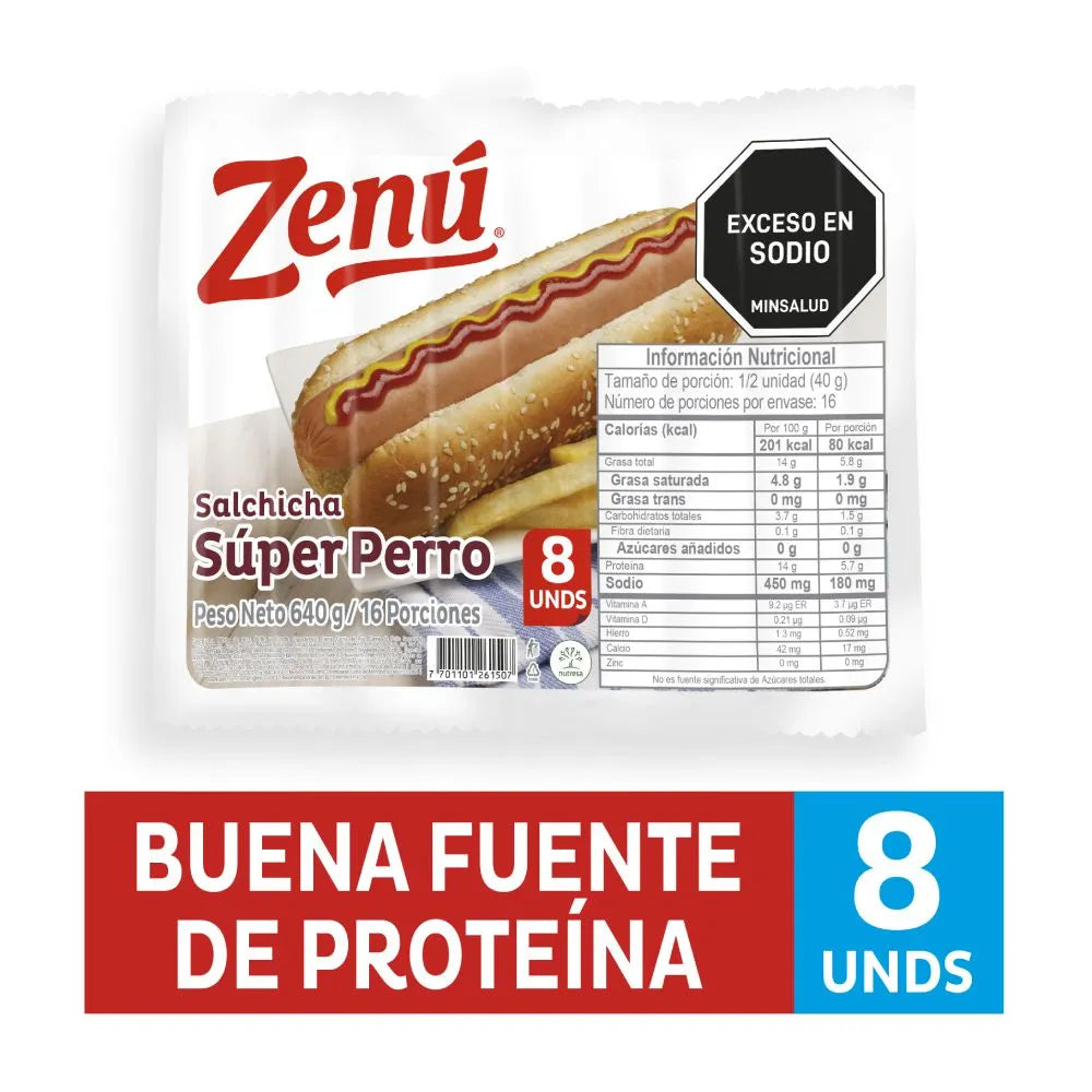 Salchicha ZENU súper perro x8und (640 gr)