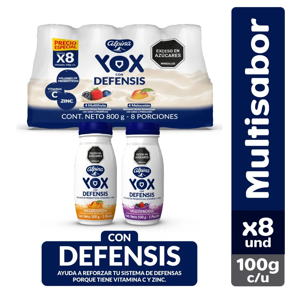 Bebida láctea YOX surtido x8und 100ml (800 gr)