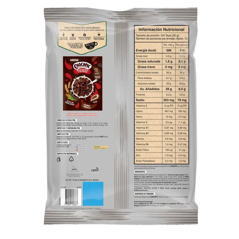 Cereal CHOCAPIC sabor chocolate bolsa (380 gr)